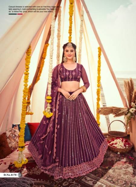 Purple Base Colour Shagun Shree Star New Latest Designer Ethnic wear Exclusive Net Lehenga Choli Collection 1170